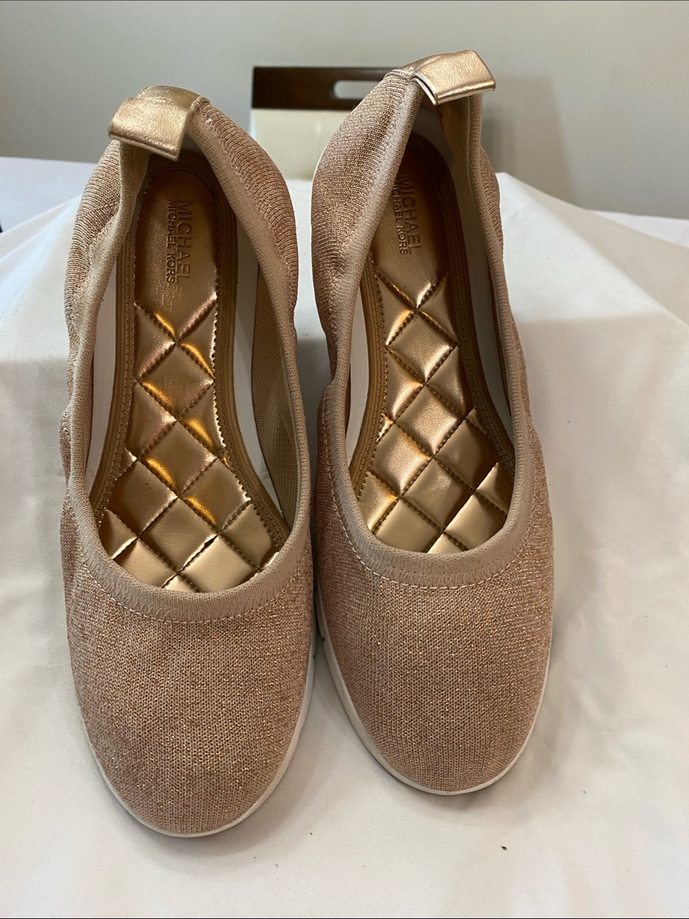 Michael Kors Women's Gold Quilted Insole Ballet Flats - Champagne